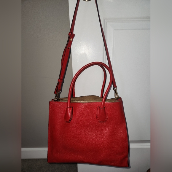 Michael Kors Studio Mercer Leather Satchel / Shoulder Bag in Cherry Red - Picture 2 of 11